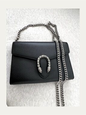Gucci Dionysus Black Leather Wallet on Chain WOC